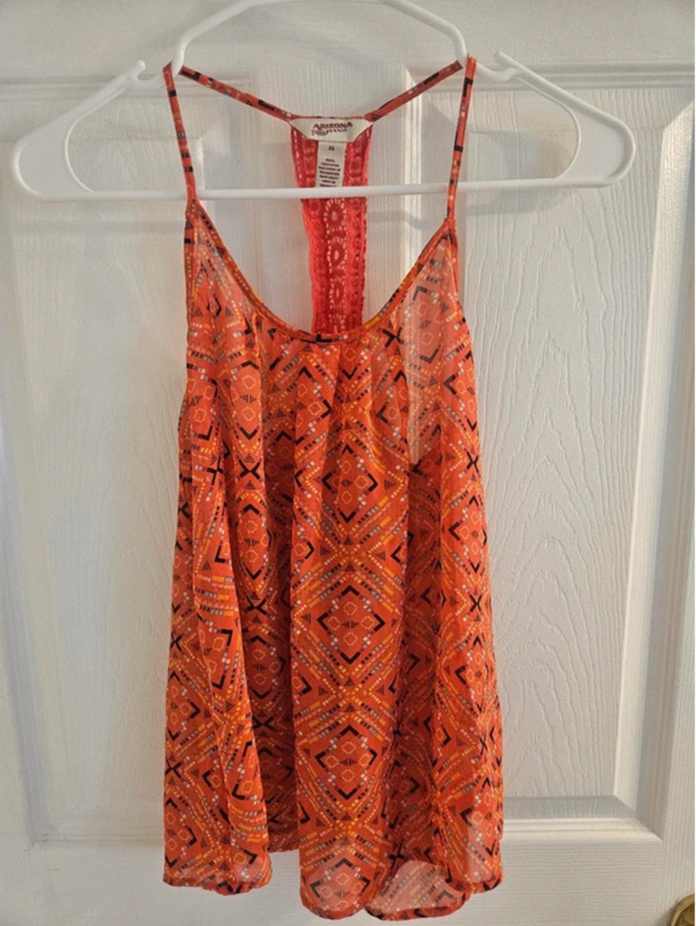Arizona Women's XS Red Multicolor Sheer Top